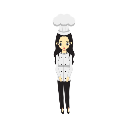 Cute Professional Girl Chef  Illustration