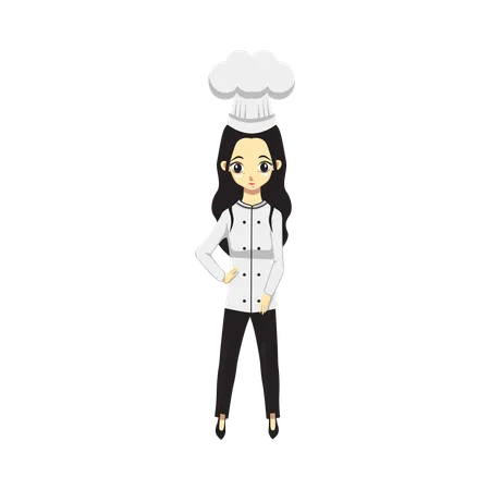 Cute Professional Girl Chef standing  Illustration