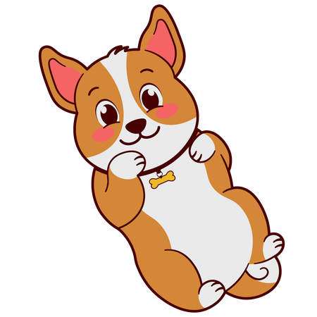 Cute Puppy Rolling Over  Illustration