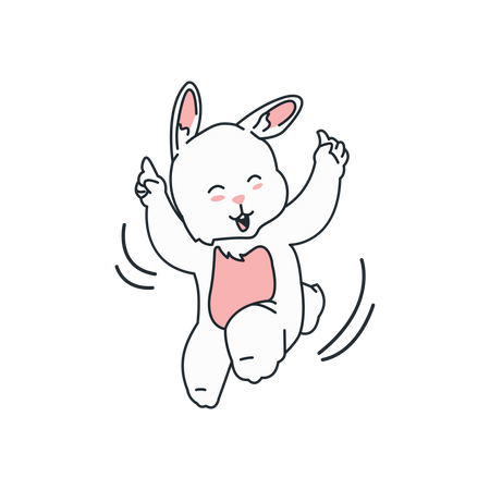 Cute Rabbit dancing  イラスト