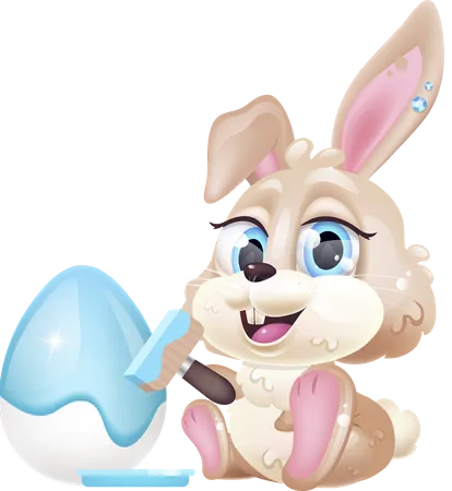 Cute rabbit decorating Pascha egg Illustration