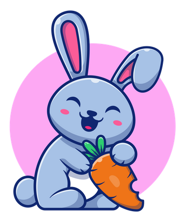 Cute rabbit eating carrot Illustration