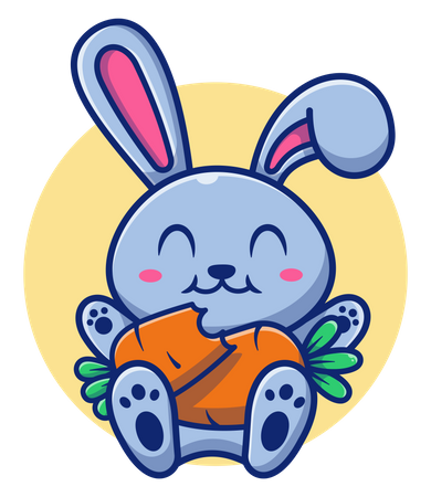 Cute rabbit eating carrot  Illustration