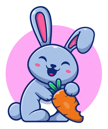 Cute rabbit eating carrot  Illustration