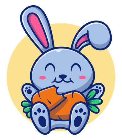 Cute rabbit eating carrot  イラスト
