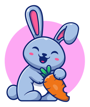 Cute rabbit eating carrot  イラスト