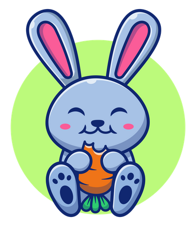 Cute rabbit eating carrot  イラスト