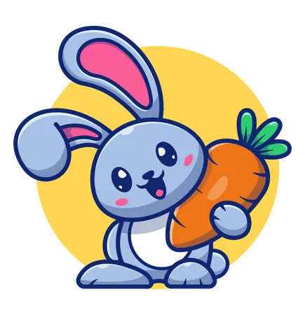 Cute rabbit holding carrot  Illustration