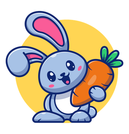 Cute rabbit holding carrot  イラスト