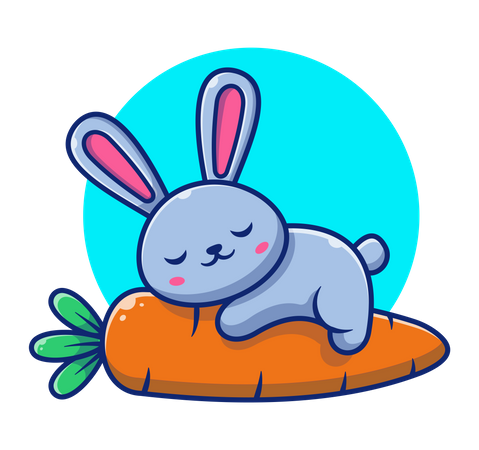 Cute rabbit sleeping on carrot Illustration