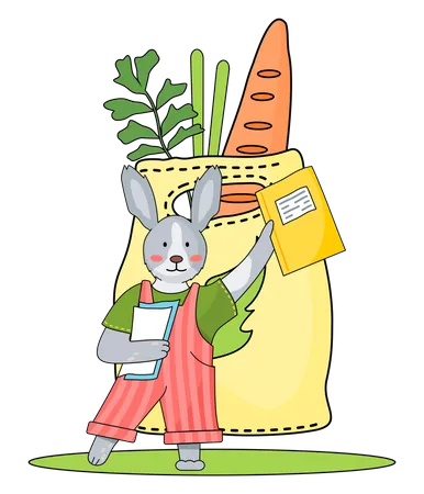 Cute rabbit waving book Illustration