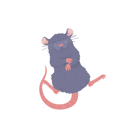 Cute Rat Sleeping On Its Back Cartoon Flat Vector Illustration Funny Rodent Animal Furry House Rat Drawing 일러스트레이션