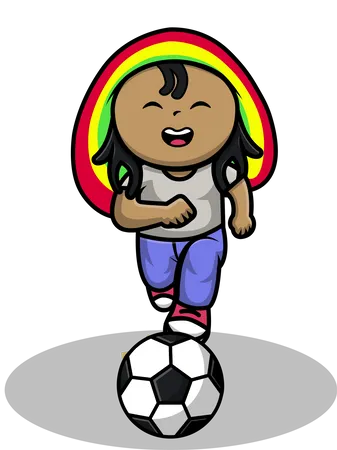 Cute Reggae Boy Playing Football  Illustration