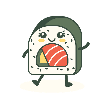 かわいいお米の寿司ロール  イラスト