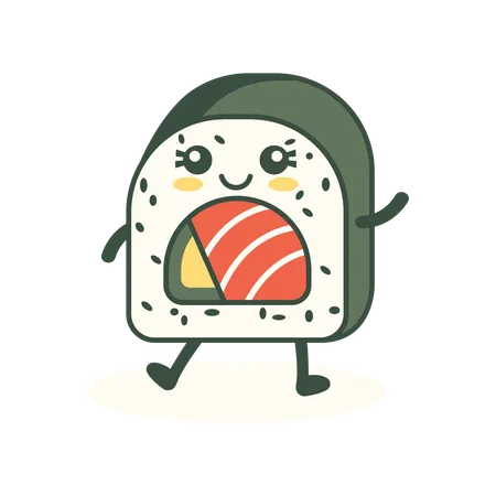 Cute Rice Sushi Roll  Illustration