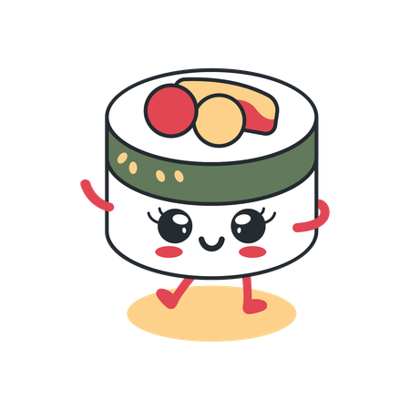 Cute Rice Sushi Roll  Illustration