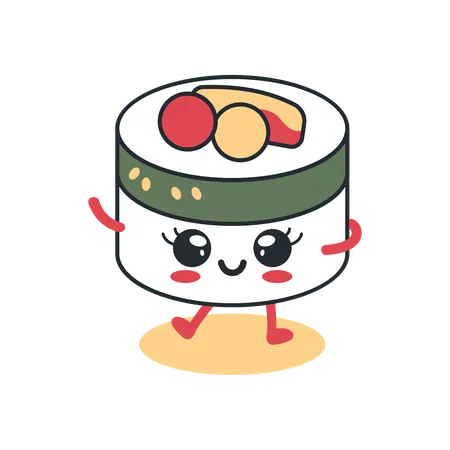 Cute Rice Sushi Roll  Illustration