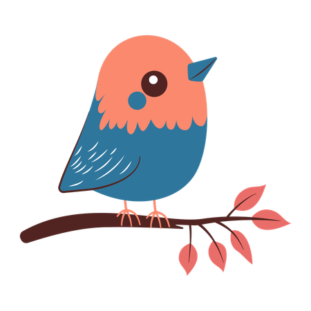 Cute Robin on Tree Branch  Illustration