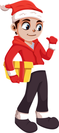 Cute Santa Boy Character  Illustration