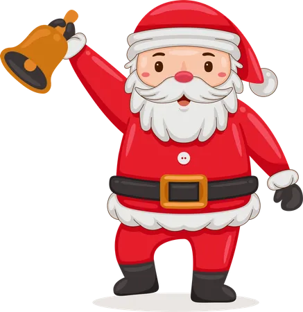 Cute Santa Claus ringing bells  Illustration