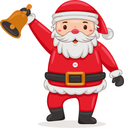 Cute Santa Claus ringing bells  Illustration