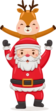 Cute Santa Claus with deer  Illustration