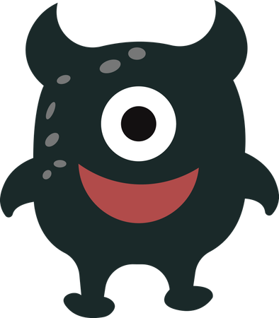 Cute Scary Horned Ugly Dark Monster  Illustration