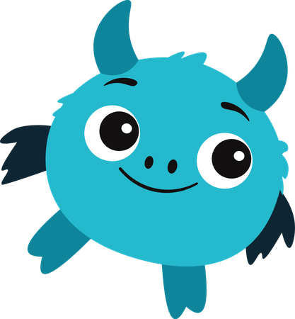 Cute Scary Horned Ugly monster  Illustration