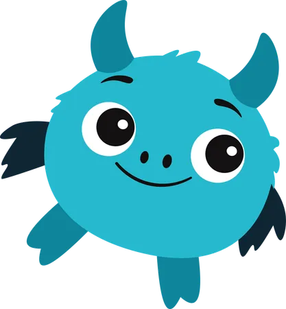 Cute Scary Horned Ugly monster  Illustration