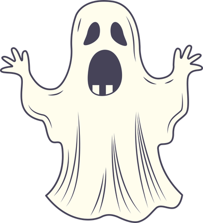 Cute Scary Horrible Ghost Horror Character Wearing White Cloth with Shock Expression  Illustration