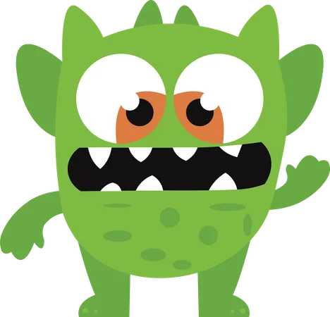 Cute Scary Ugly Green Monster Character with Angry Expression  Illustration