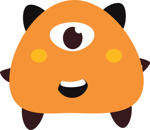 Cute Scary Ugly Orange Monster Character  Illustration