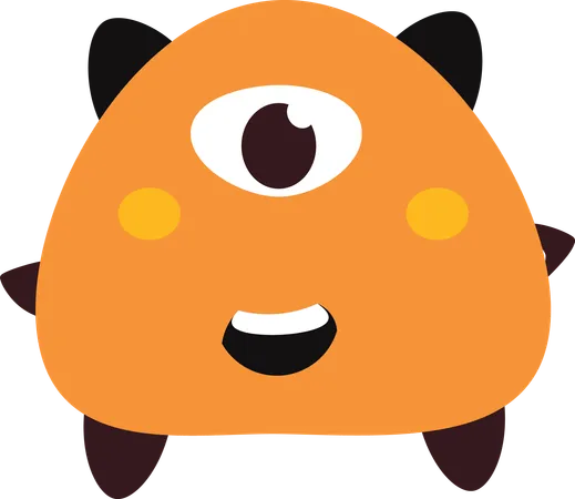 Cute Scary Ugly Orange Monster Character  Illustration