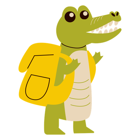 Cute School Crocodile  Illustration