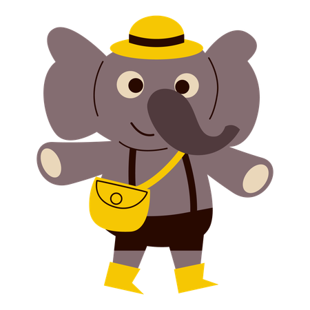 Cute School Elephant  Illustration