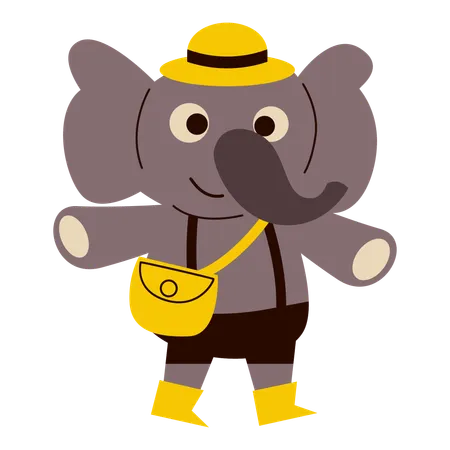 Cute School Elephant  Illustration