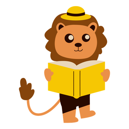 Cute School Lion  Illustration