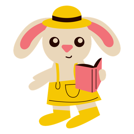Cute School Rabbit  Illustration