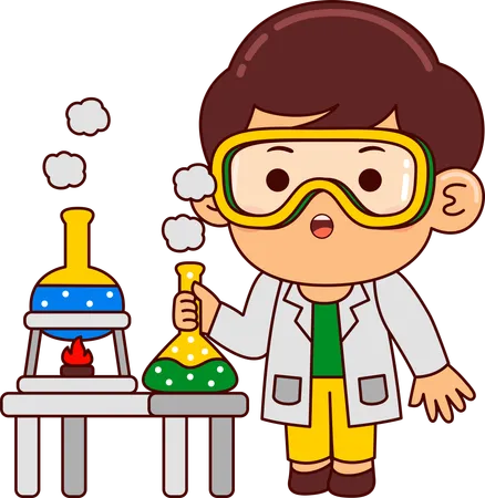 Cute Scientist Boy Cartoon Character Illustration