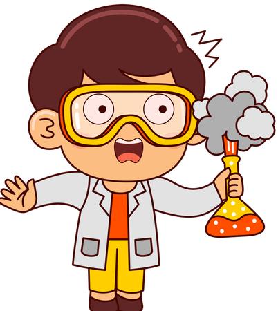 Cute Scientist Boy Doing Science Experiment  Illustration