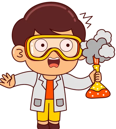 Cute Scientist Boy Doing Science Experiment  Illustration