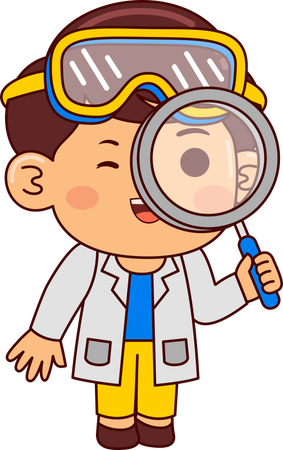 Cute Scientist Boy Doing Science Research  Illustration