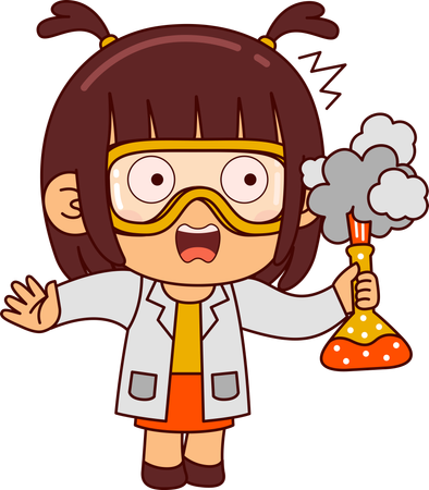 Cute Scientist Girl Doing Science Experiment  Illustration