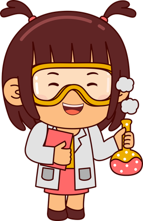 Cute Scientist Girl Holding Beaker  Illustration