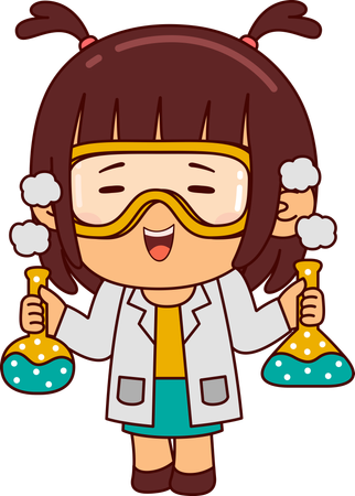 Cute Scientist Girl Holding Chemical Flask  Illustration