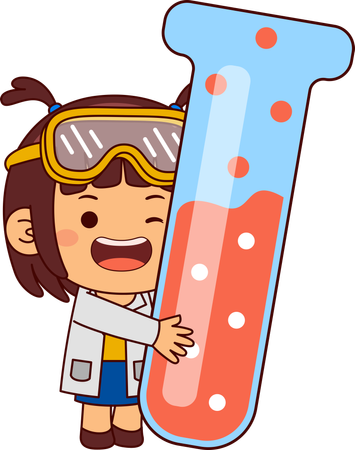 Cute Scientist Girl Holding Test Tube  Illustration