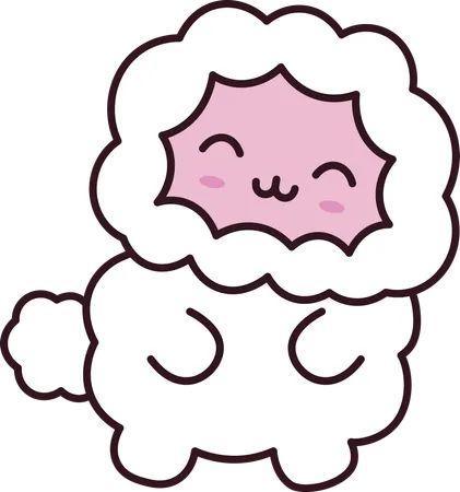 Cute Sheep Animal Mascot Character with Happy Expression  Illustration