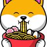 dog eating ramen illustration free download