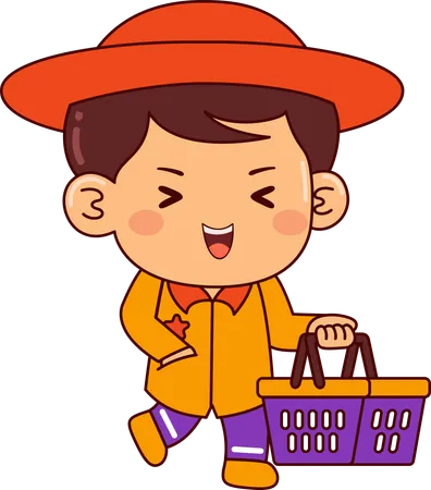 Cute shopper boy  Illustration