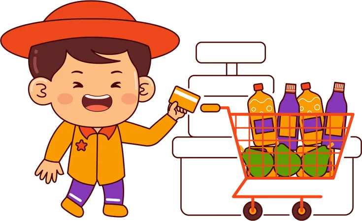 Cute shopper boy  Illustration